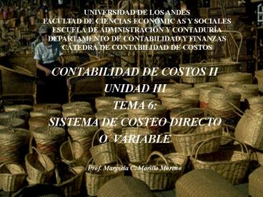 UNIVERSIDAD DE LOS ANDES FACULTAD DE CIENCIAS ECON