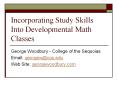 Incorporating Study Skills Into Developmental Math Classes PowerPoint PPT Presentation