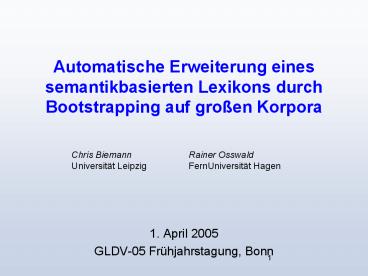 Automatische Erweiterung eines semantikbasierten Lexikons durch Bootstrapping auf gro