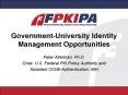 Government-University Identity Management Opportunities PowerPoint PPT Presentation