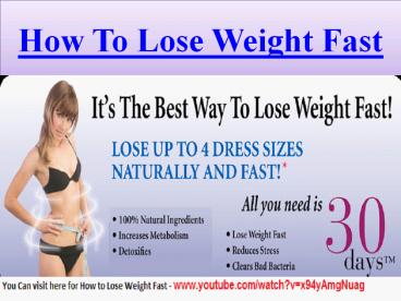 How To Lose Weight Fast