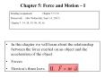 In this chapter we will learn about the relationship between the force exerted on an object and the acceleration of the object. PowerPoint PPT Presentation
