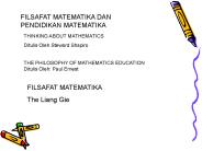 THE PHILOSOPHY OF MATHEMATICS EDUCATION