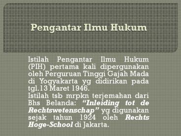 Pengantar Ilmu Hukum