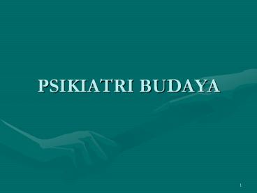 PSIKIATRI BUDAYA