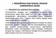 I. PENGERTIAN DAN RUANG LINGKUP ADMINISTRASI BISNIS