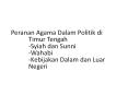 Peranan Agama Dalam Politik di Timur Tengah -Syiah dan Sunni -Wahabi -Kebijakan Dalam dan Luar Negeri PowerPoint PPT Presentation