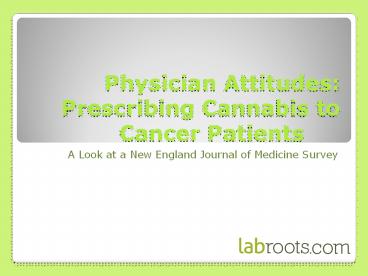 Physician Attitudes: Prescribing Cannabis to Cancer Patients