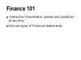 Finance 101 PowerPoint PPT Presentation