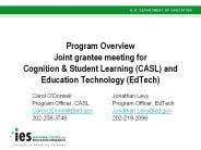 Program Overview Joint grantee meeting for Cognition