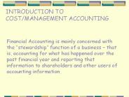 INTRODUCTION TO COST/MANAGEMENT ACCOUNTING
