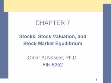 Stocks, Stock Valuation, and