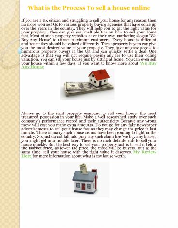 What is the Process To sell a house online