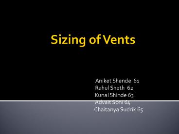 Sizing of Vents