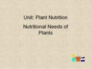 Unit: Plant Nutrition