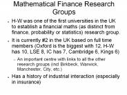 Mathematical Finance Research Groups