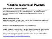 Nutrition Resources in PsycINFO