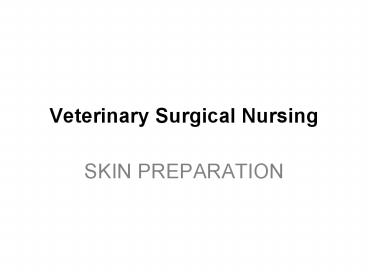 Veterinary Surgical Nursing