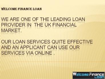 Welcome finance a service of money