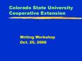 Colorado State University Cooperative Extension PowerPoint PPT Presentation