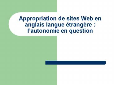 Appropriation de sites Web en anglais langue 