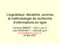 Linguistique: discipline, sources et m PowerPoint PPT Presentation