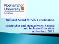 National Award for SEN Coordination PowerPoint PPT Presentation