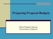 Preparing Proposal Budgets
