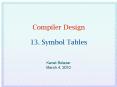 Compiler Design 13. Symbol Tables PowerPoint PPT Presentation