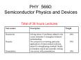 PHY 5660: Semiconductor Physics and Devices PowerPoint PPT Presentation