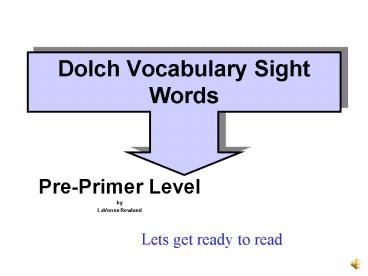 Dolch Vocabulary Sight Words