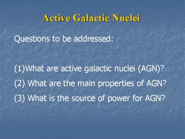 Active Galactic Nuclei