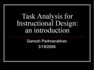 Task Analysis for Instructional Design: an introduction