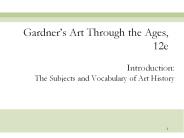 The Subjects and Vocabulary of Art History