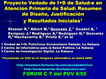 Proyecto Vedado de I D de Salud-e en Atenci