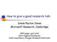How to give a good research talk