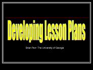 Developing Lesson Plans