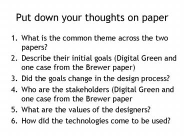 Put down your thoughts on paper