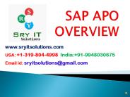 SAP APO ONLINE TRAINING | SRYIT SOLUTIONS