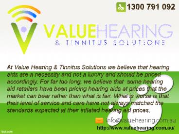 Value Hearing and Tinnitus Solution