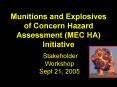 Munitions and Explosives of Concern Hazard Assessment (MEC HA)      Initiative PowerPoint PPT Presentation