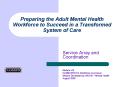 Preparing the Adult Mental Health Workforce to Succeed in a Transformed System of Care PowerPoint PPT Presentation