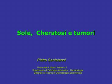 Sole, Cheratosi e tumori