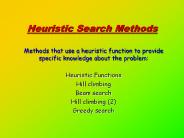 Heuristic Search Methods