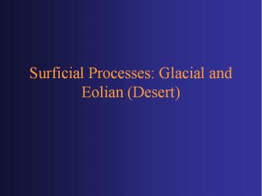 Surficial Processes: Glacial and Eolian (Desert)