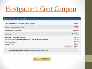 Get Hostgator 1 Cent Coupon 2013 “SUPER1CENTDEAL”