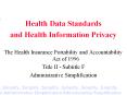 Health Data Standards PowerPoint PPT Presentation