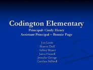 Codington Elementary Principal- Cindy Henry Assistant Principal 