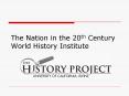 The Nation in the 20th Century World History Institute PowerPoint PPT Presentation