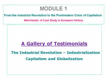 A Gallery of Testimonials  The Industrial Revolution 
